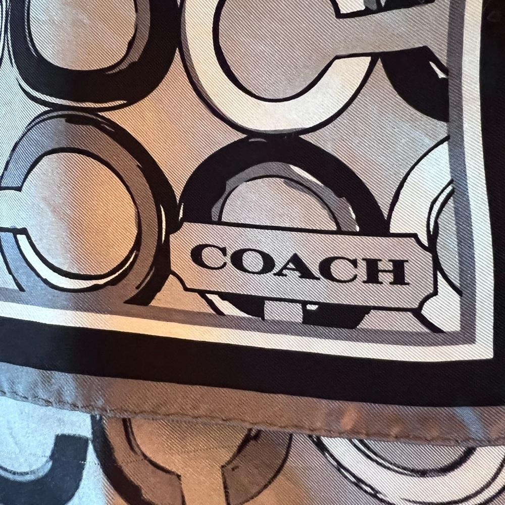 Coach Black and Gray Patterned vintage silk scarf - Picture 3 of 5